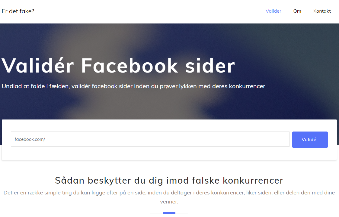 Er Det Fake - fake facebook page detection application.