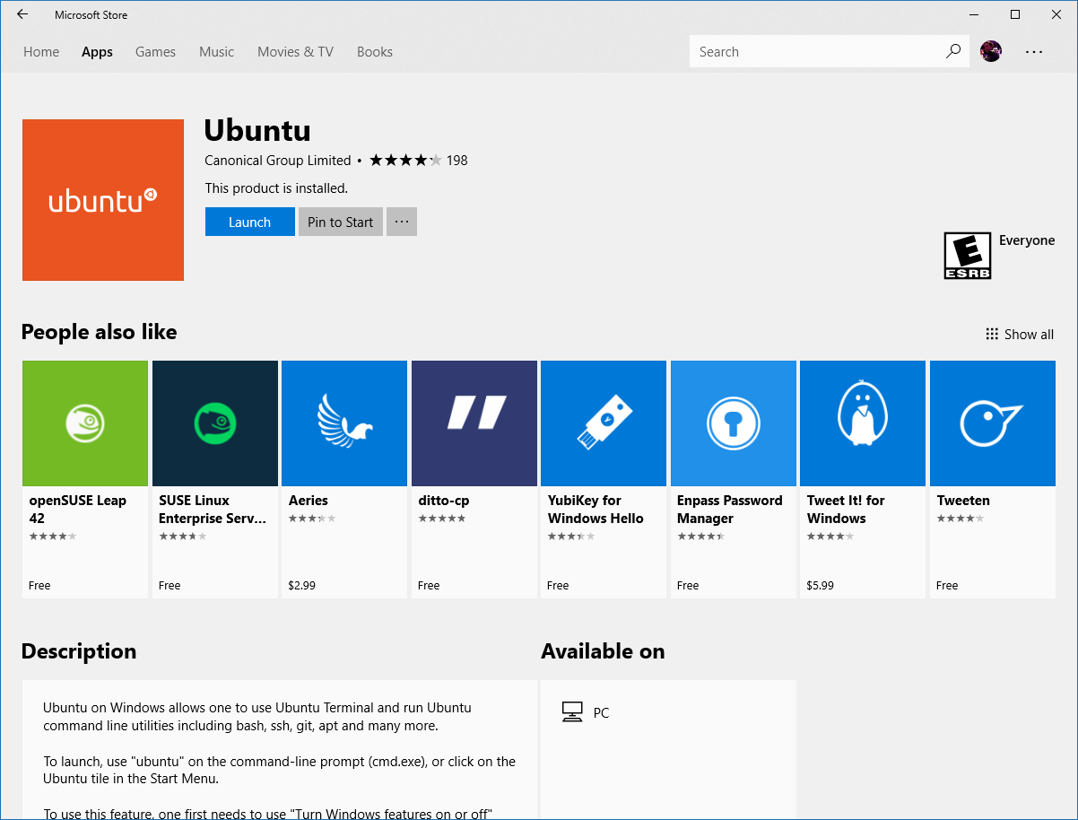 Ubuntu on the Windows store